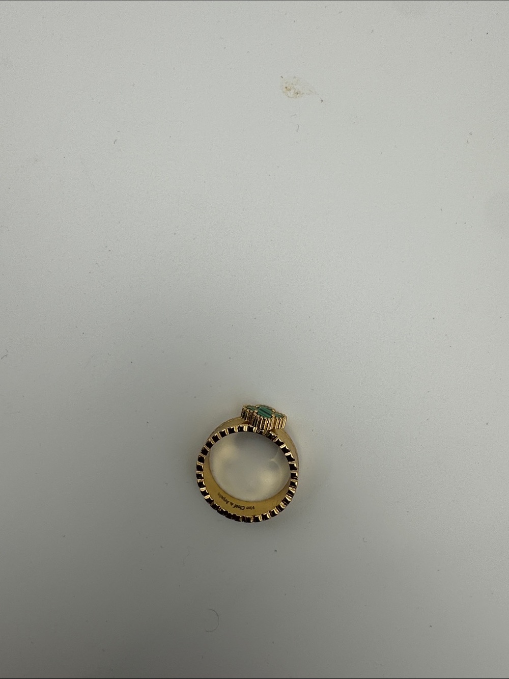Van Cleef & Arpels Gold Ring with Green Emerald Accent